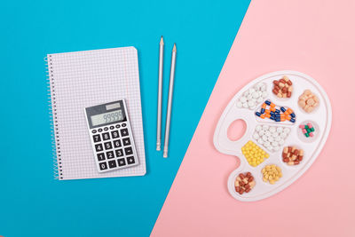 High angle view of breakfast on table