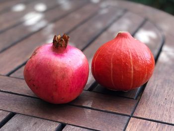 Close-up of rimonim on table