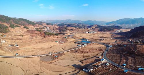 High angle view of landscape against sky