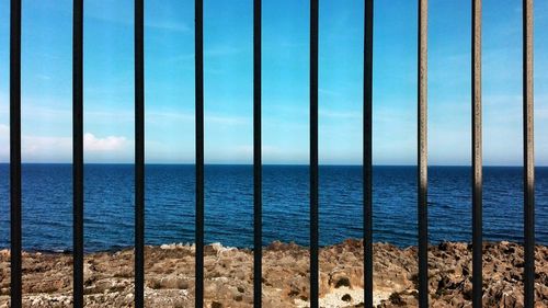 Close-up of sea against clear blue sky