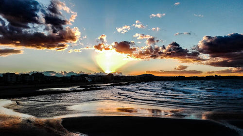 Scenic view of sea at sunset