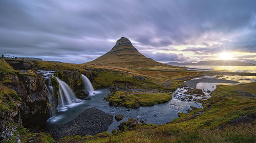 Majestic kirkjufellsfoss in northeast iceland