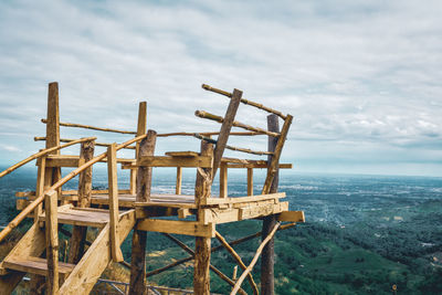 Viewpoint deck of mountain against sky