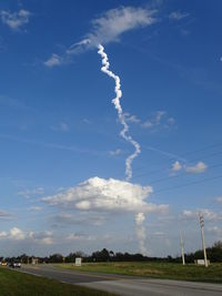 Scenic view of landscape against blue sky