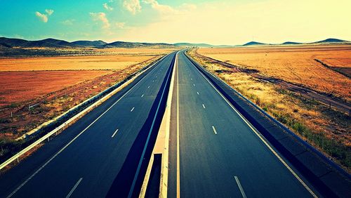 Railroad tracks on road