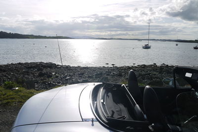 Cropped image of boat in sea