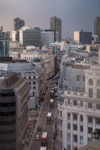 Aerial view of cityscape against clear sky