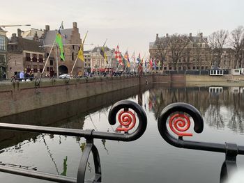 View of bridge over river in city