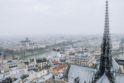 High angle view of cityscape during winter