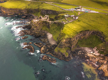 High angle view of land and sea