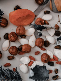 High angle view of food on table