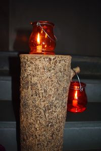 Close-up of illuminated candle