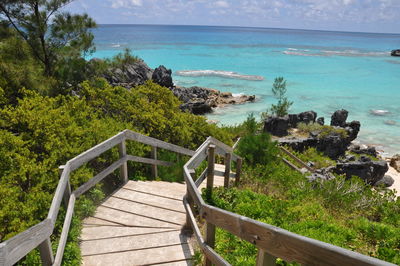 High angle view of sea against sky