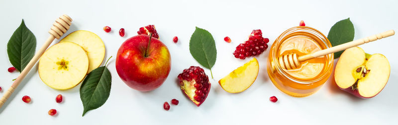 High angle view of food on white background