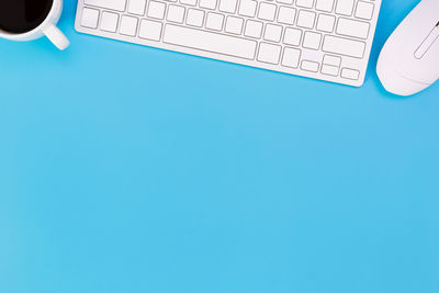 High angle view of computer keyboard on table