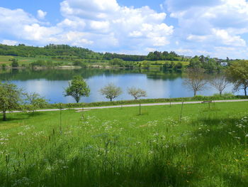 Scenic view of lake against sky