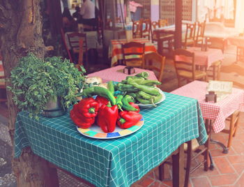 Fruits and vegetables on table