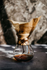 Close-up of coffee on table