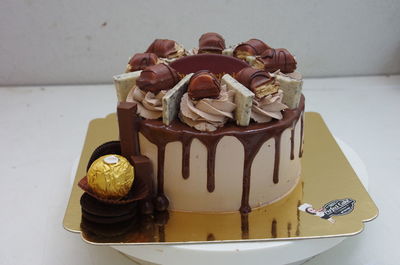 Close-up of cake in plate on table