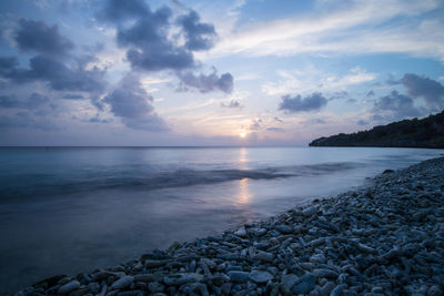 Scenic view of sea during sunset