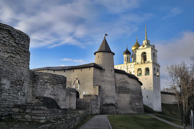 Low angle view of historic building against sky