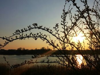 Scenic view of lake at sunset