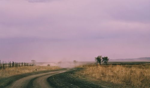 Road amidst field against sky