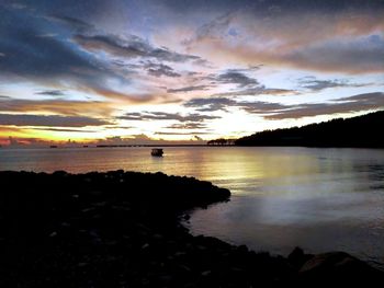 Scenic view of sea during sunset