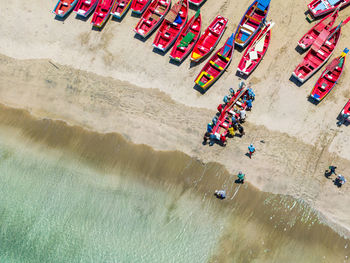 High angle view of people on beach