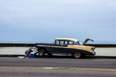 Cars parked on road