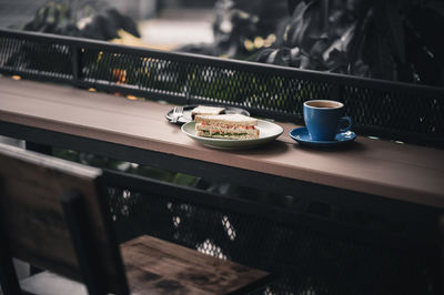 Breakfast on table at cafe