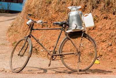 Bicycle parked on field