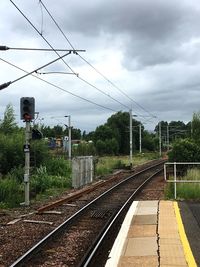 Railway tracks against sky