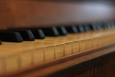 Close-up of piano keys