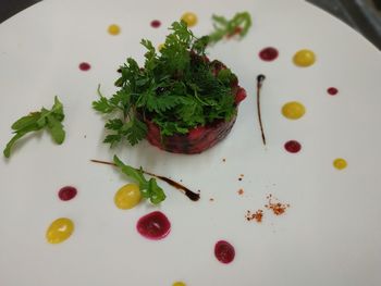 High angle view of berries on table