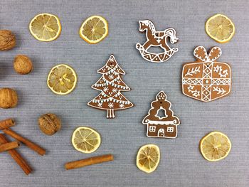 Close-up of gingerbread cookie on table