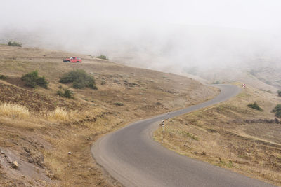 High angle view of road on mountain