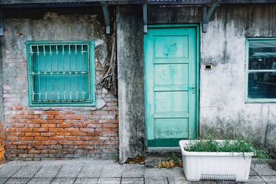 Closed door of building