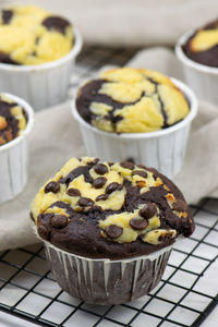 Close-up of cupcakes on table