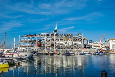 Boats in harbor