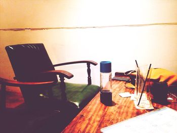 Close-up of empty wooden table