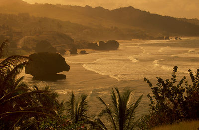 Scenic view of sea against sky during sunset