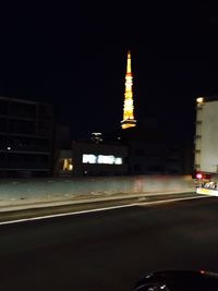 Light trails on road at night