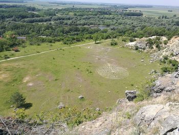 High angle view of landscape against sky