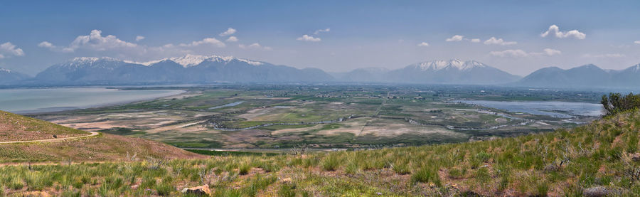 Scenic view of mountains against sky