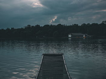 Scenic shot of calm lake against sky