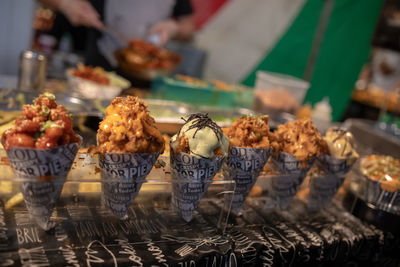 Close-up of food for sale in market