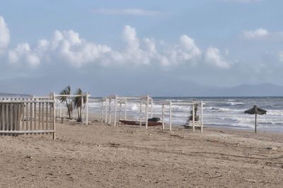 Scenic view of beach against sky