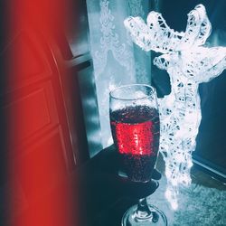 Close-up of wine glass on table