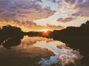 Scenic view of sunset over sea